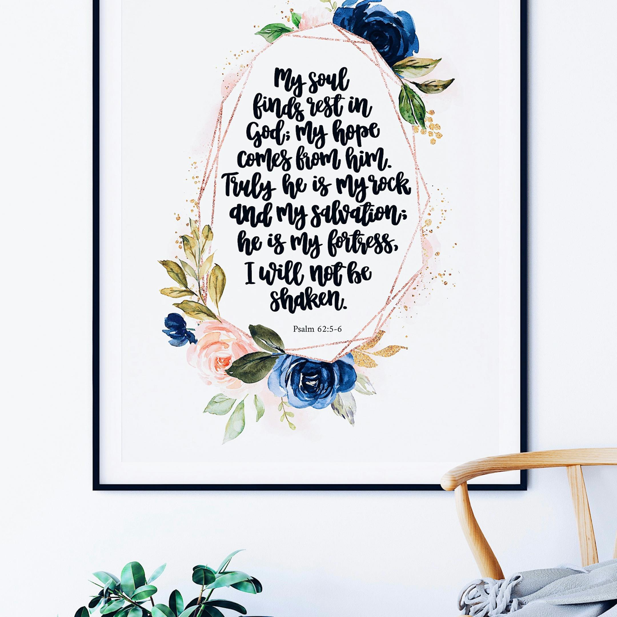 Psalm 62:5-6 Rose Gold Print - Izzy & Pop
