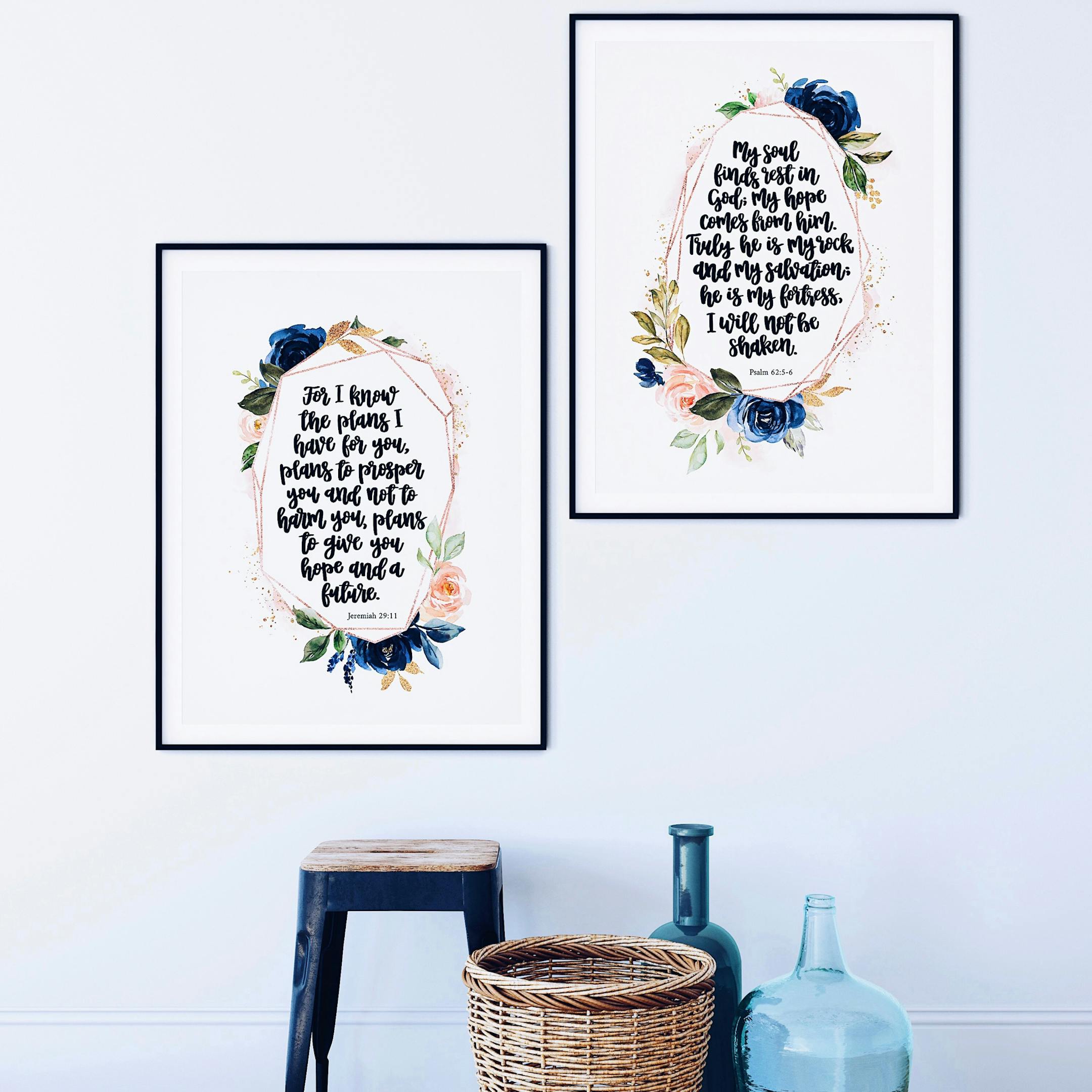 Rose Gold Set of 2 - For I Know & My Soul Finds Rest Prints - Izzy & Pop