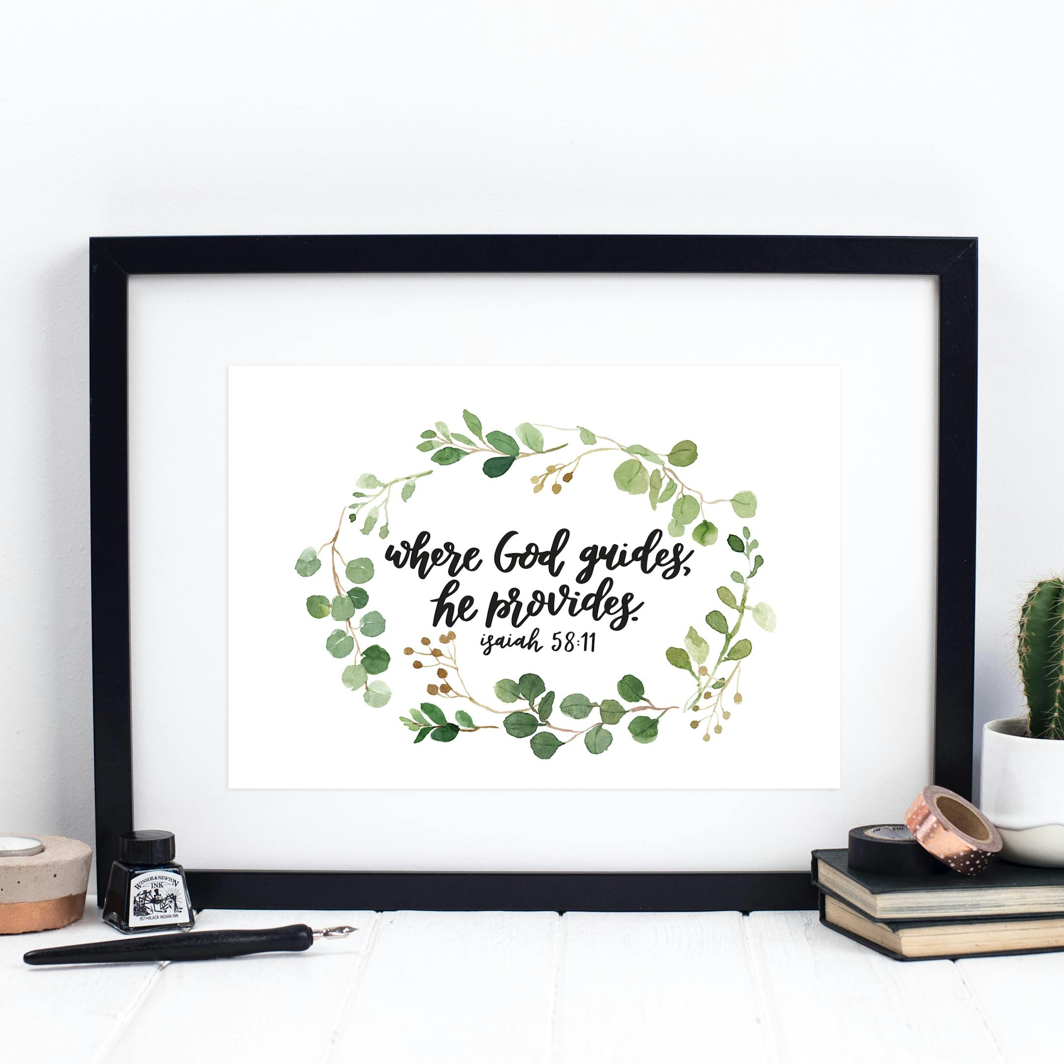 Where God Guides He Provides Print - Isaiah 58:11 - Izzy and Pop
