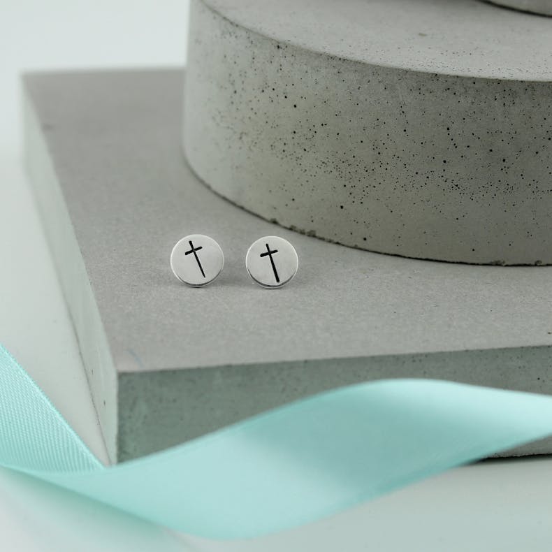 Stamped Cross Earrings | Jordan Lily Designs | Cheerfully Given
