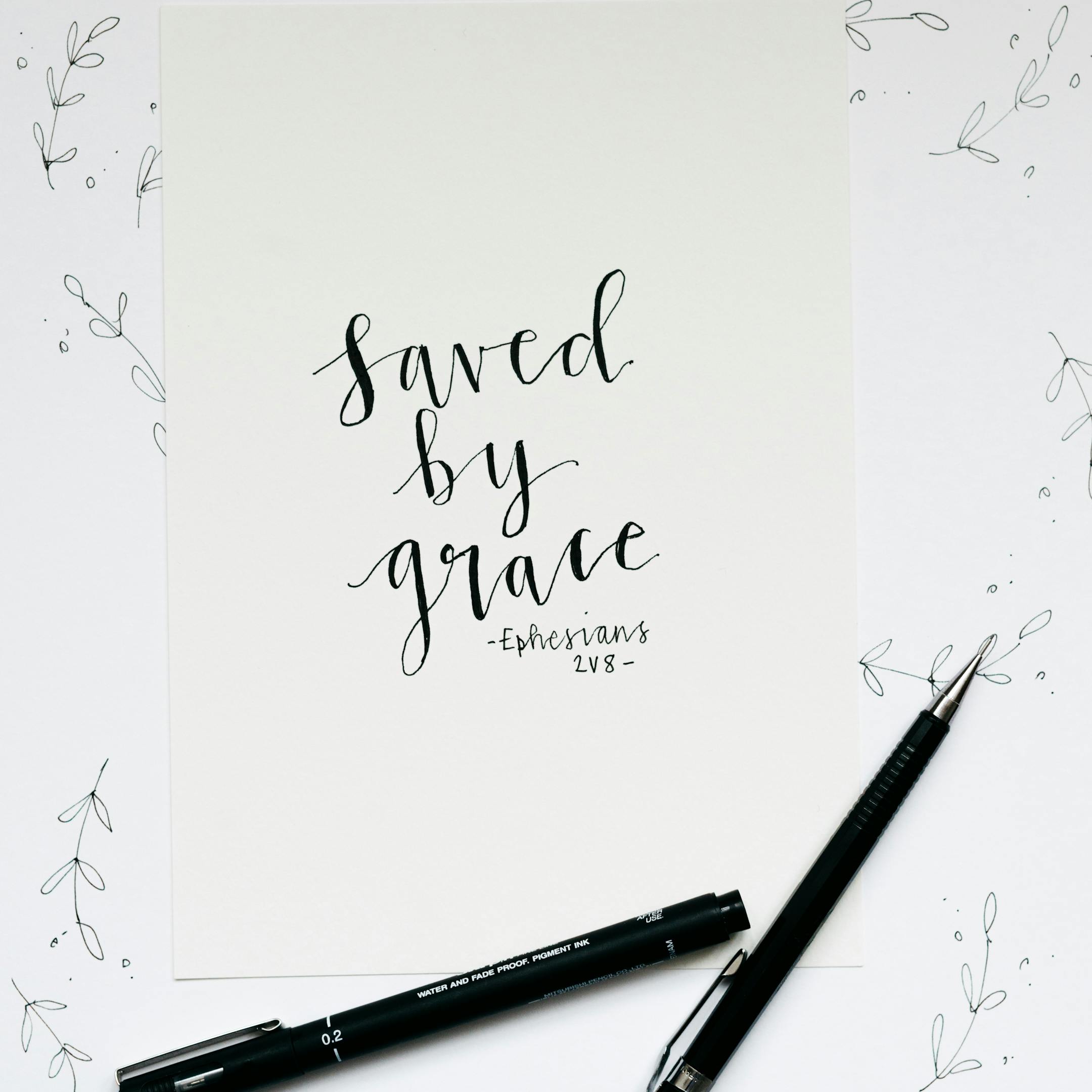 Ephesians 2:8 Scripture Print - Saved By Grace - Kate Hanks Art