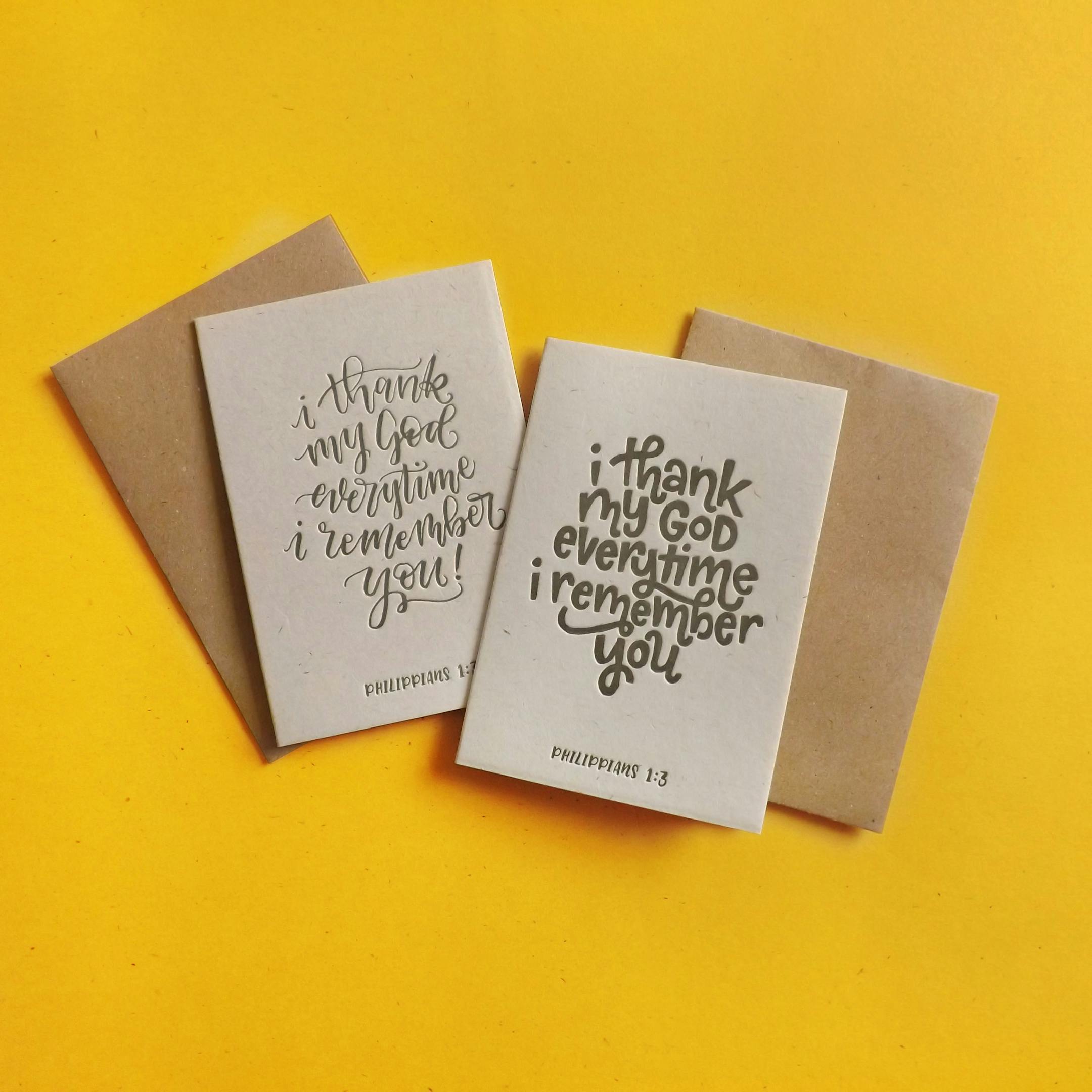 Letterpress Thank You Cards | Christian Cards UK | The Mustard Seed Press | Cheerfully Given