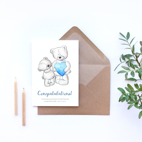 new baby boy card congratulations card blue baby psalm 13914