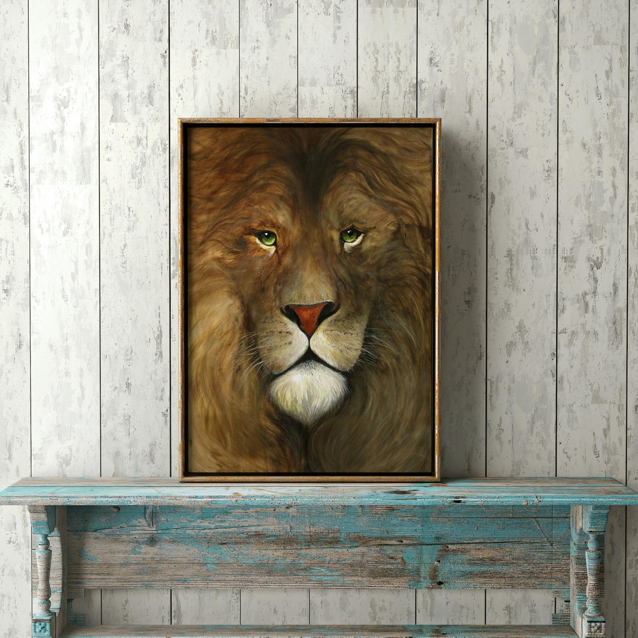 Lion, Aslan of Chronicles of Narnia, Original Oil Painting on