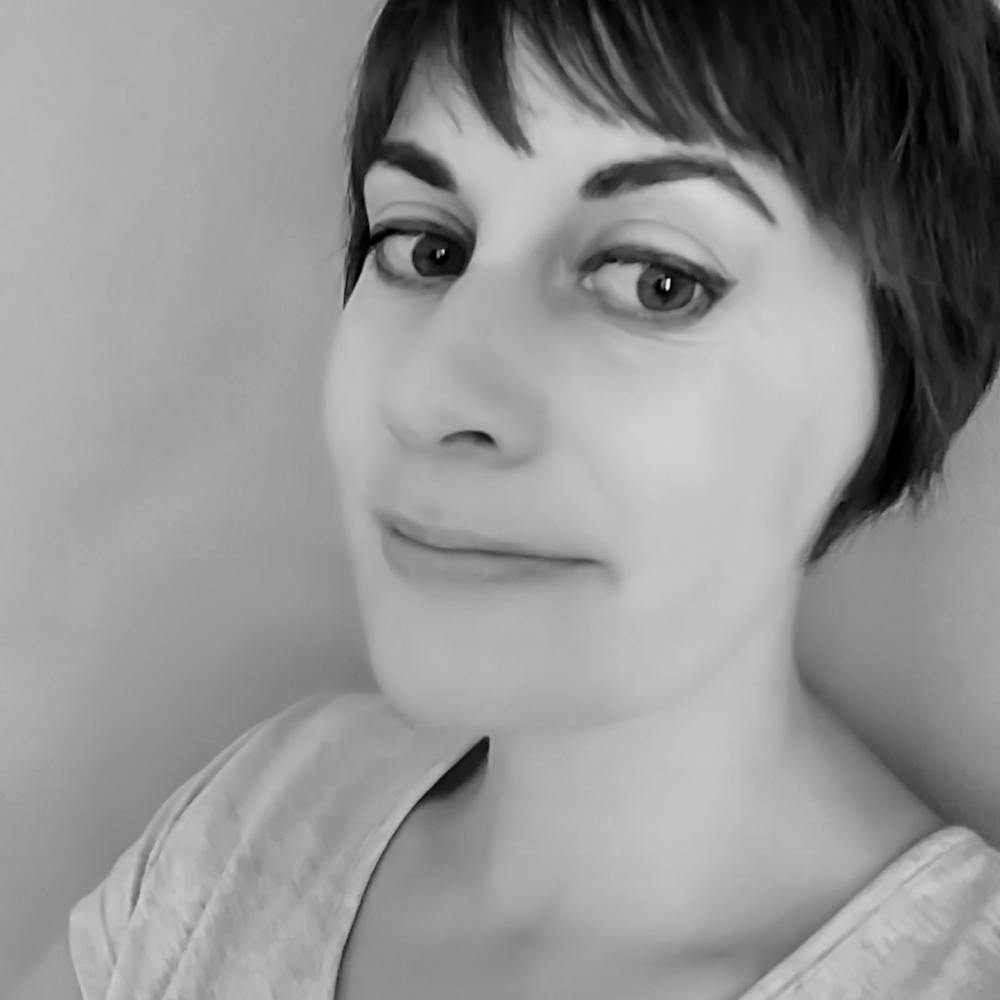 Sarah Uren Black and White Headshot, owner of Suddy Nora | Cheerfully Given