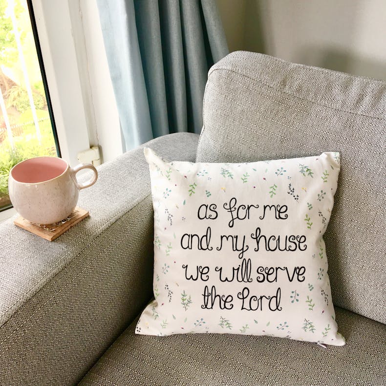 As for me and my house Christian Cushion | Treasured Creativity | Cheerfully Given
