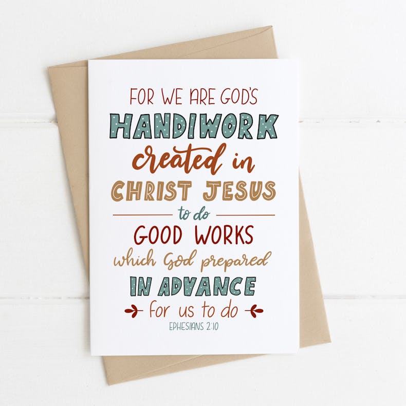 Ephesians 2:10 God's Handiwork Christian Ordination Cards | The Lettering Tree | Cheerfully Given - Christian Cards UK