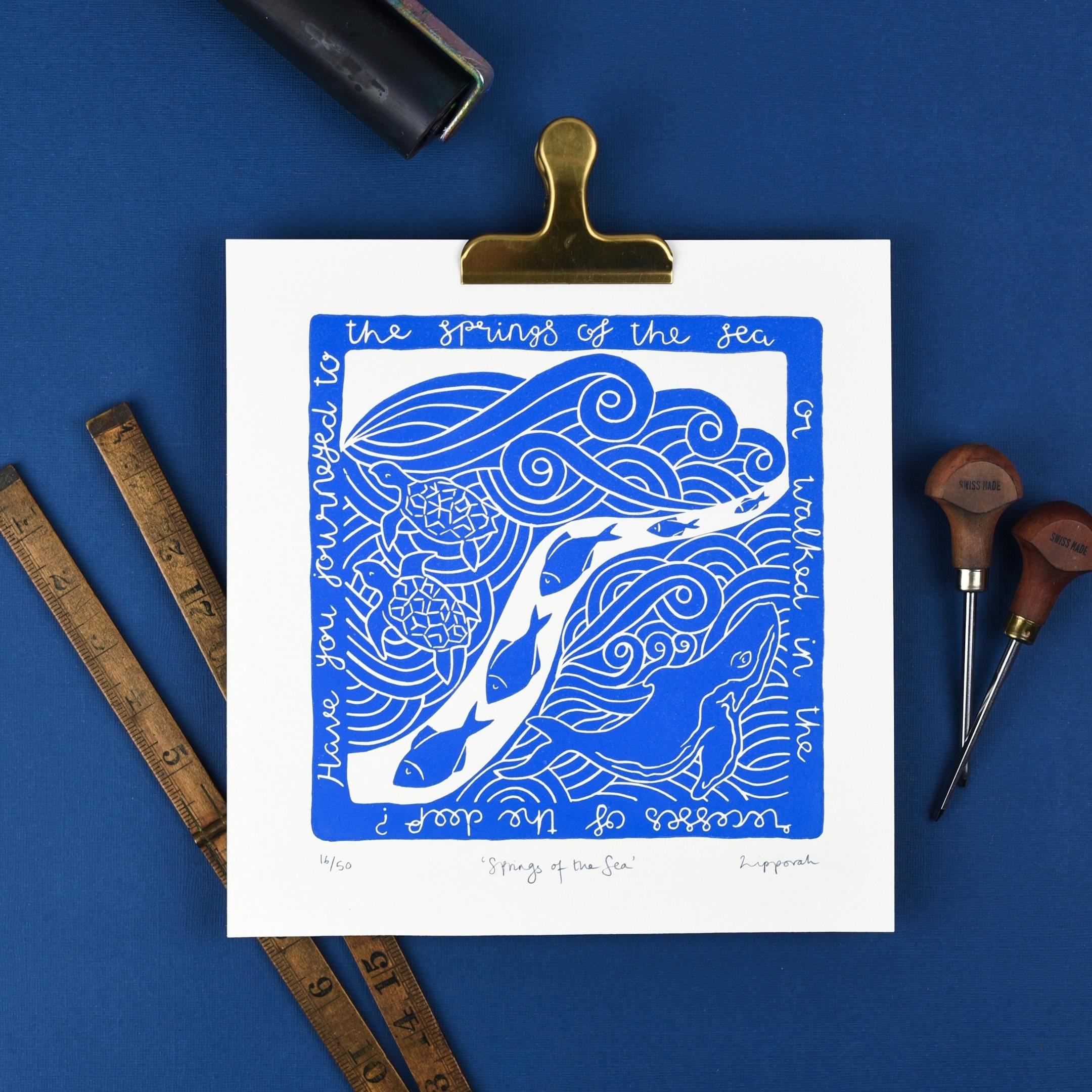Spring Of The Sea Original Print | Christian Linocut | Zipporah Prints @ Cheerfully Given